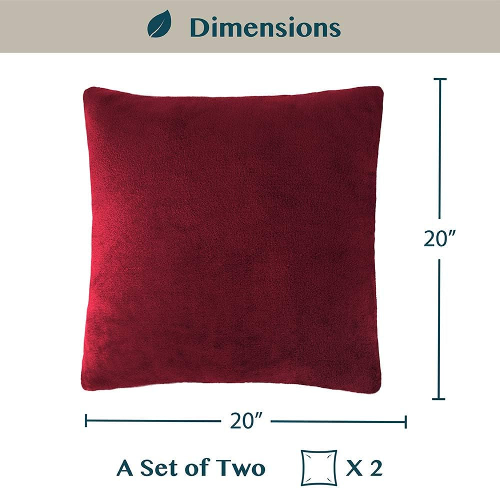 Maroon Red Throw Pillow Covers 20X20 Set of 2, Decorative Pillow Cases for Bed Sofa Couch, Boho Aesthetic Accent Decor Cushion Bedroom Living Room, Velvet Square Euro Sham Covers, Burgundy Red