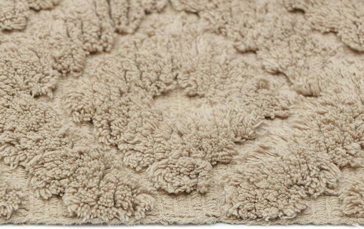 Luxury Cotton Tufted Bath Rug Floor Mat for Spa Vanity Shower Soft Machine Washable Bath Rug for Bathroom/Kitchen Water Absorbent Bedroom Area Rug (Taupe, 21" X 34")