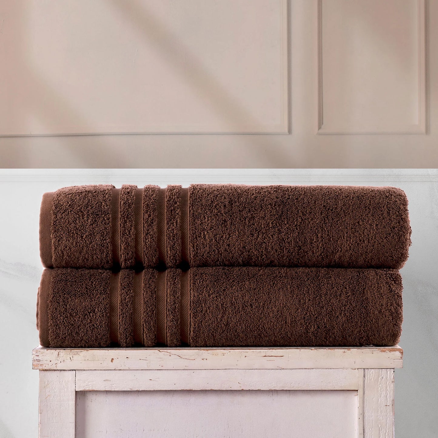Jumbo Large Bath Sheets Towels 2 Pack Soft and Absorbent, 100% Cotton Towels (Brown, Bath Sheet)