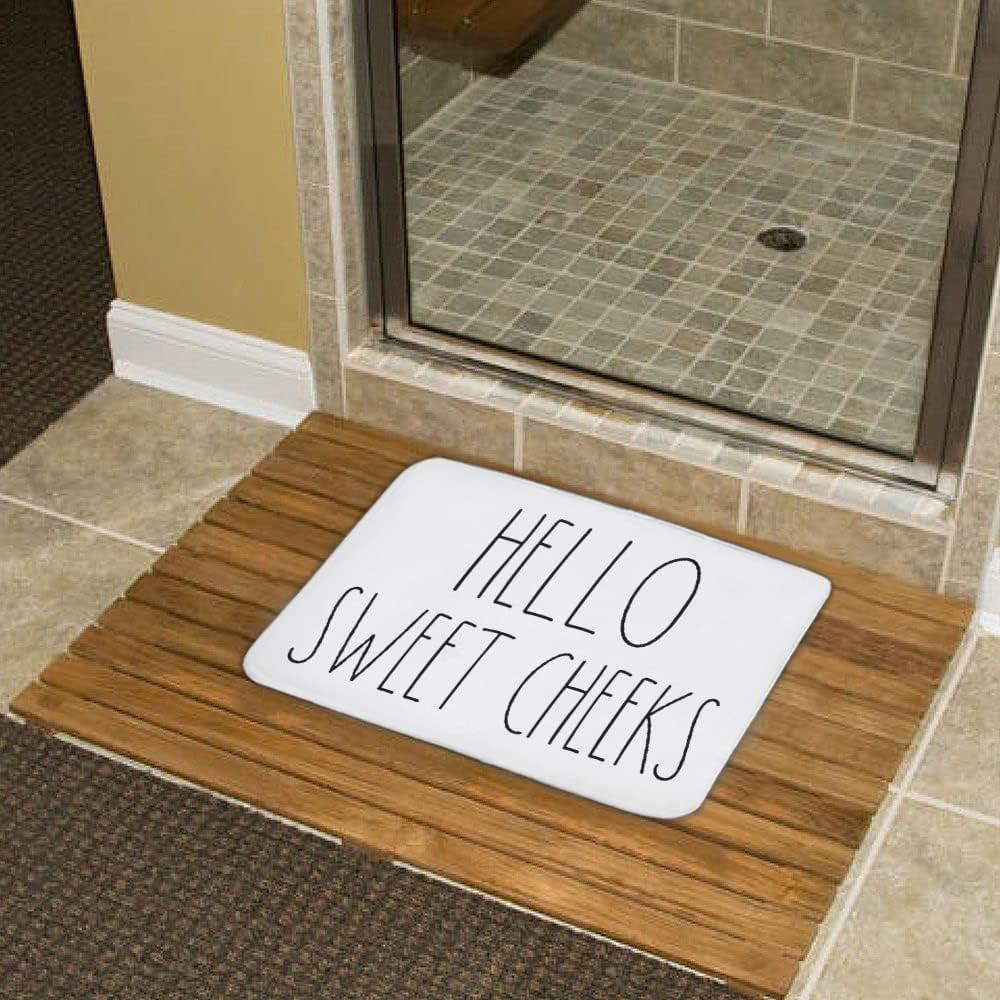 Area Rug 16 X 24 Inch Door Mat, Hello Sweet Cheeks Bath Mat, Bathroom Decor, Funny Bathroom Decor, Funny Bath Mat, Inspired, Simple Bathroom Decor
