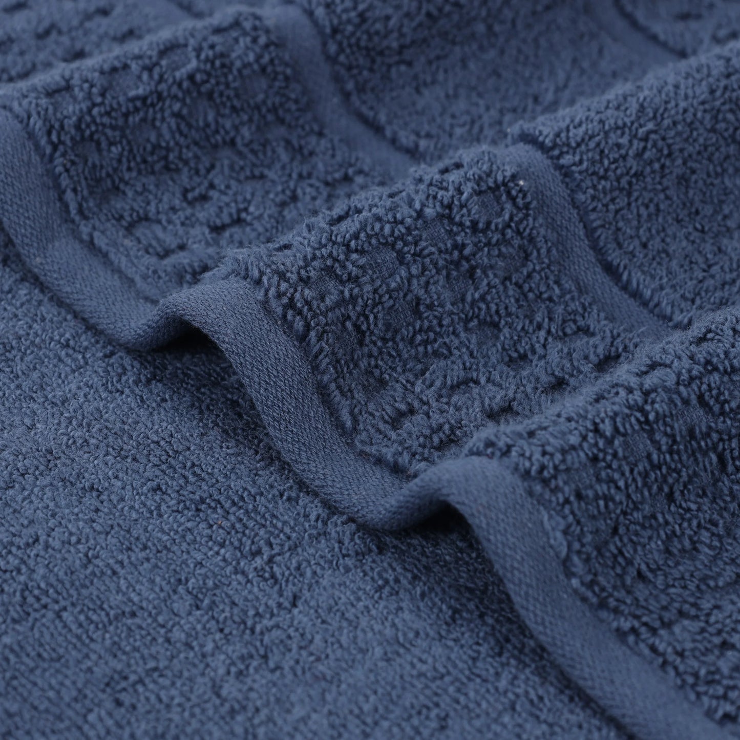 Zero Twist Cotton Waffle Border 3-Piece Towel Set, Denim Blue