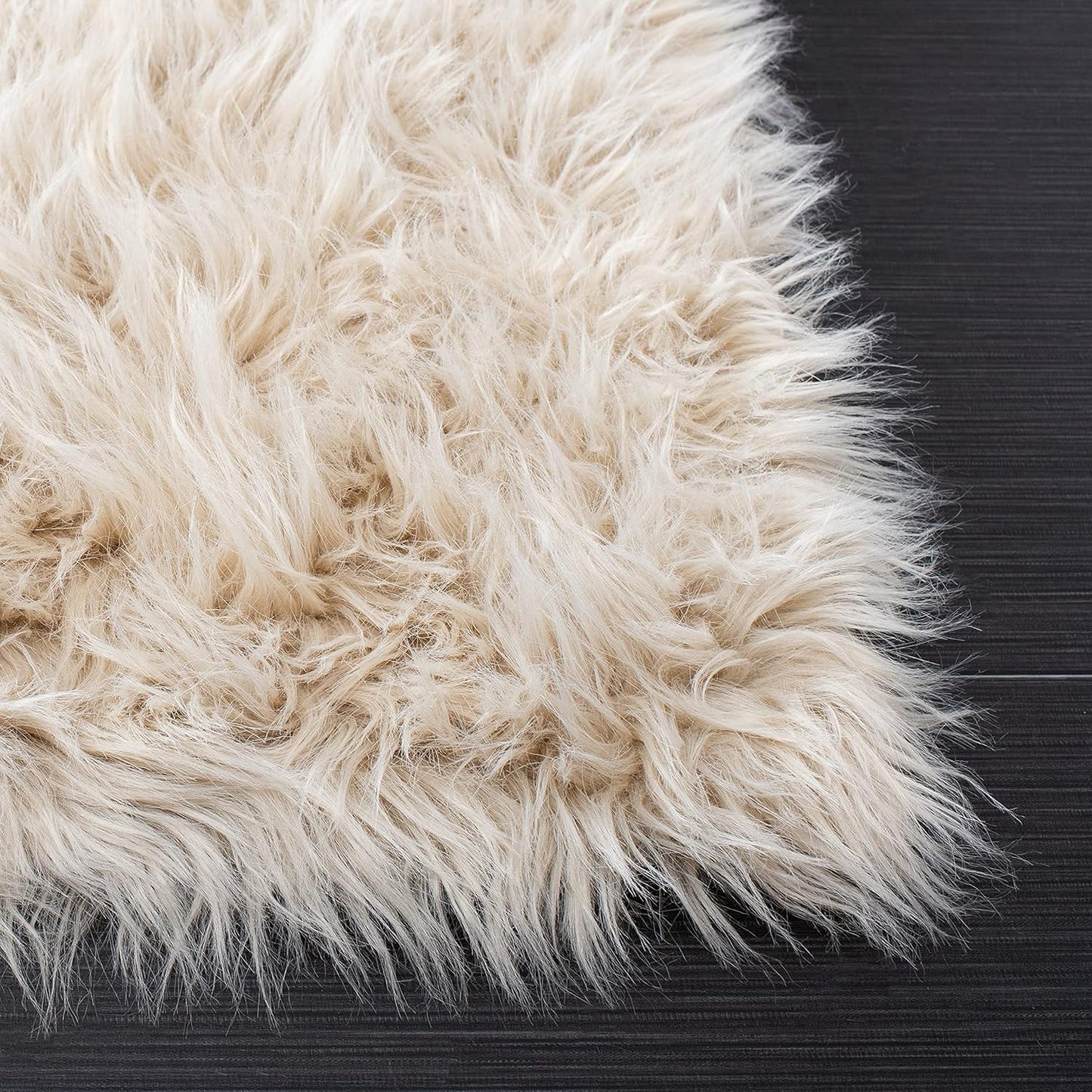Faux Sheep Skin Collection 2' X 3' Beige FSS235K Silken Glam 2.35-Inch Thick Accent Rug