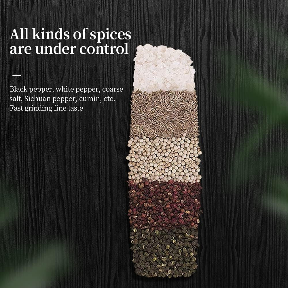 Electric Salt and Pepper Grinder Set,Electric Pepper Grinder Battery Operated,Gravity Salt and Pepper Grinder Set,Adjustable Coarseness with Blue Light Pack of 2 Black(Batteries Not Included)