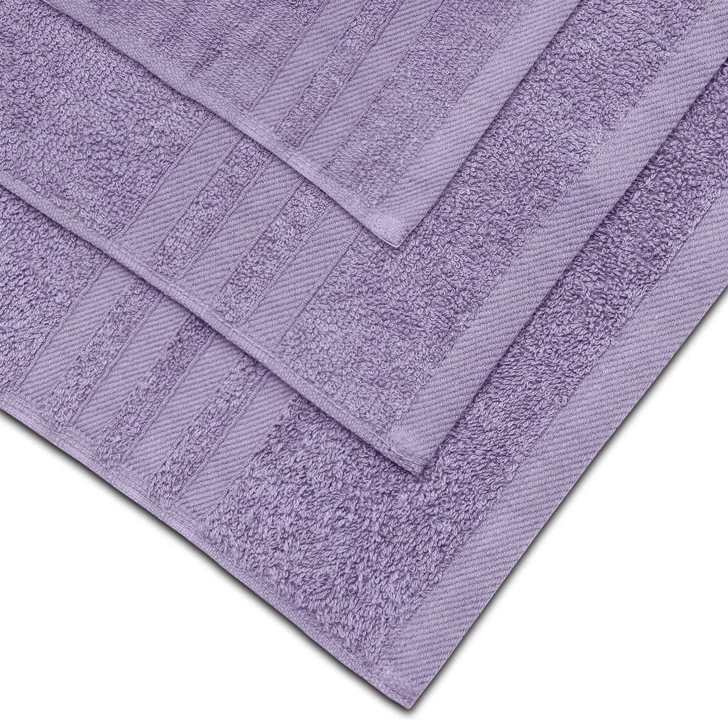 12 Piece Bath Towel Set for Bathroom - Wealuxe Collection 2 Bath Towels, 4 Hand Towels, 6 Washcloths 100% Cotton Soft and Plush Highly Absorbent, Soft Towel for Hotel & Spa - Lavender