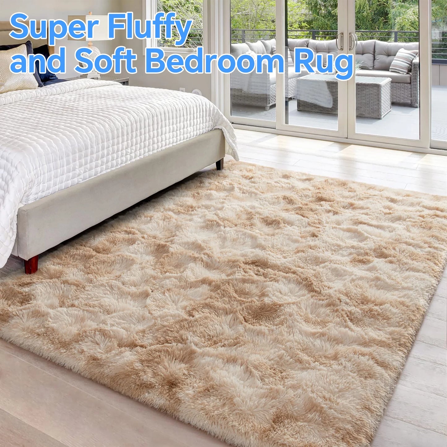 Area Rugs, 6Ft X 9Ft Shaggy Area Rugs for Living Room Bedroom, Soft Fluffy Rugs & Plush Decorative Rug for Indoor Home Floor Carpet Mat Khaki