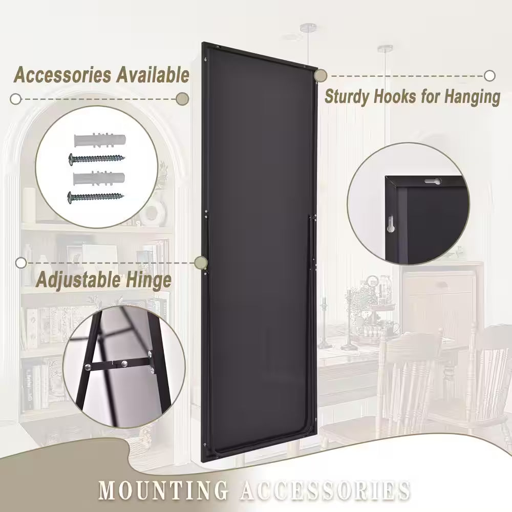 21 In. W X 63 In. H Rectangular Black Aluminum Alloy Framed Full Length Mirror Standing Floor Mirror