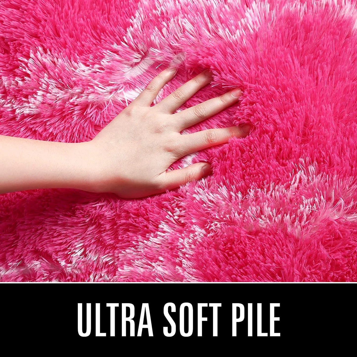 Soft Geometric Area Rugs for Living Room Bedroom Shaggy Print Fluffy Carpets Home Decor Rug,5X8Ft,Hot Pink/White