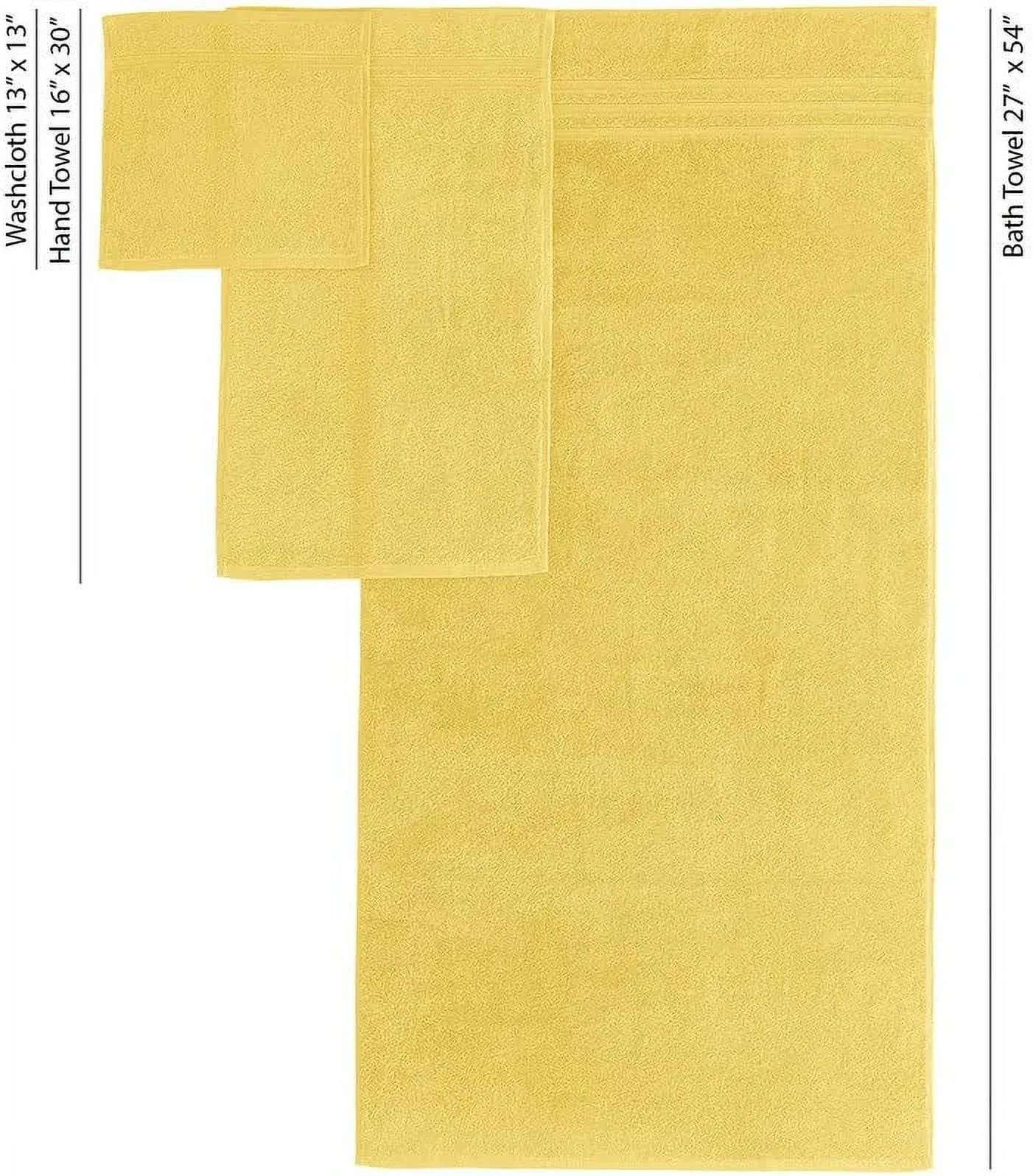 6-Pack Bath Towel Set - 100% Turkish Cotton, Plush, Soft, Lightweight, Absorbent, Yellow Bathroom Set - 2 Bath Towels, 2 Hand Towels, 2 Washcloths - Luxury Bathroom Towels for Spa, Airbnb
