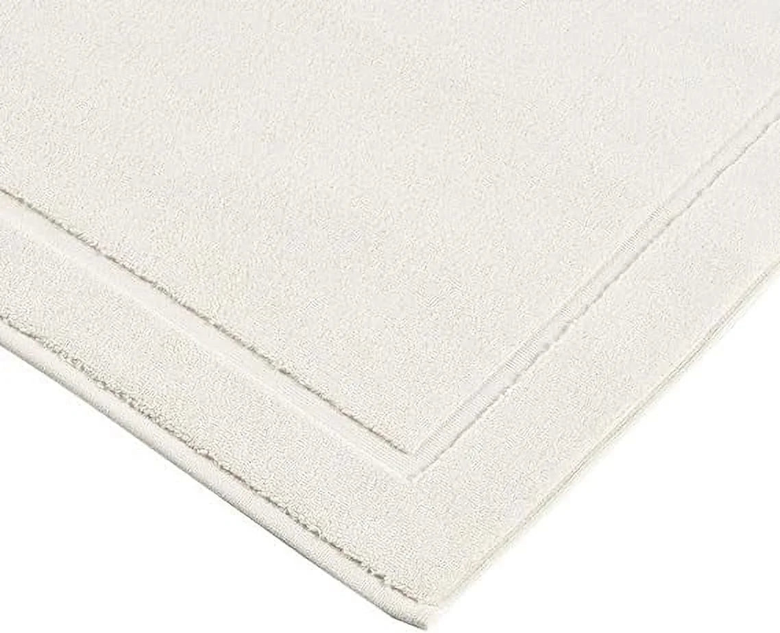 Cream Bath Mats, 21 X 34 Inches, Pack of 2 - 100% Ring Spun Cotton, Banded Design, Highly Absorbent, Machine Washable for Bathroom Floor
