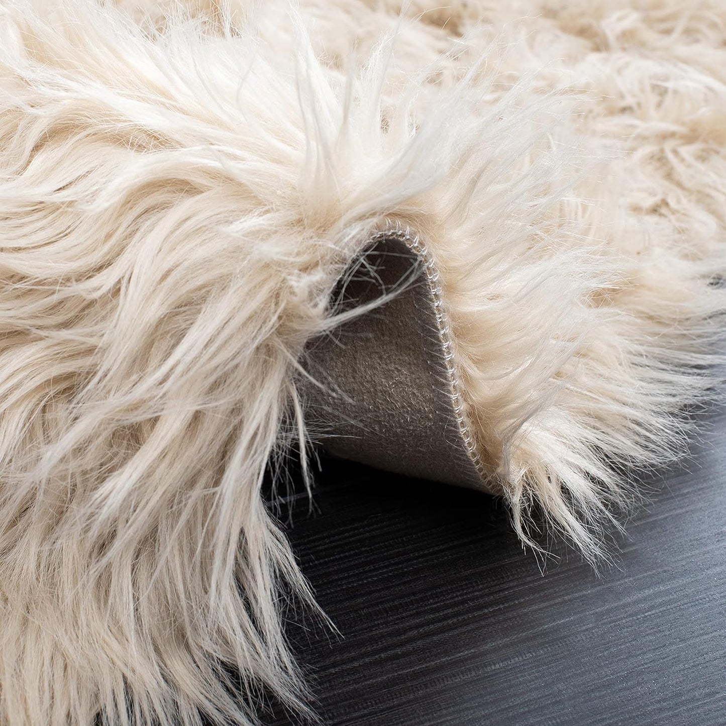 Faux Sheep Skin Collection 2' X 3' Beige FSS235K Silken Glam 2.35-Inch Thick Accent Rug