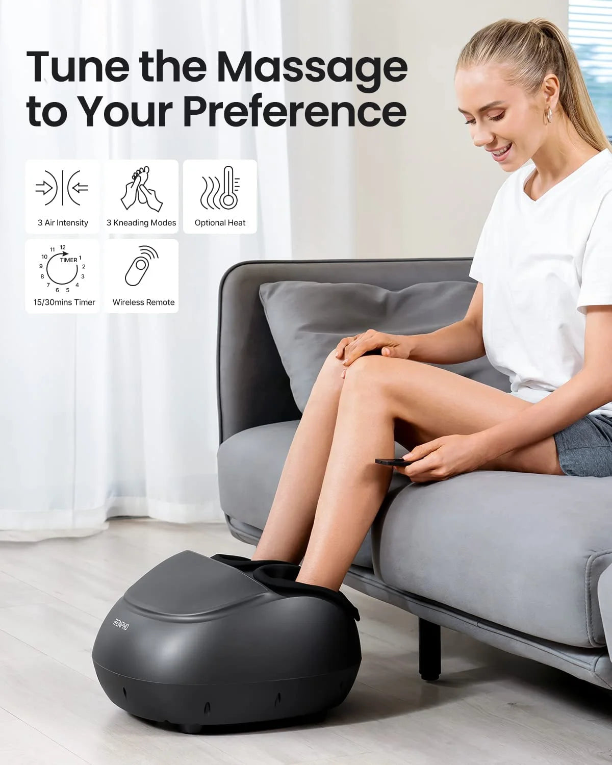 Foot Massager Machine with Heat, Shiatsu Deep Kneading, Fit’S Feet up to Men Size 12 Remote Control