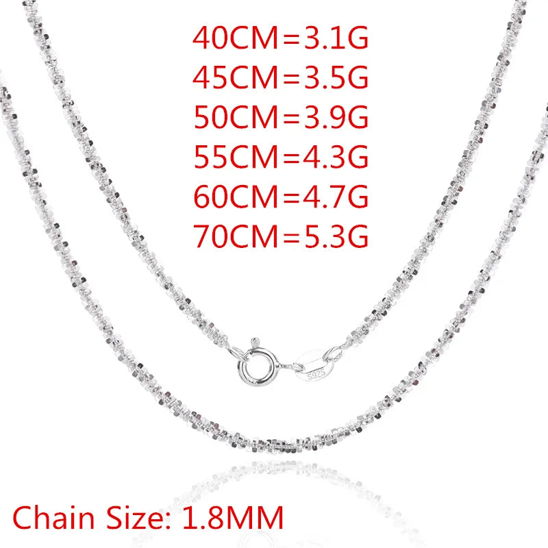 Authentic Italian S925 Sterling Silver Necklace Sparkling Clavicle Chain Sweater Chain High Jewelry for Woman Charm Jewelry Gift