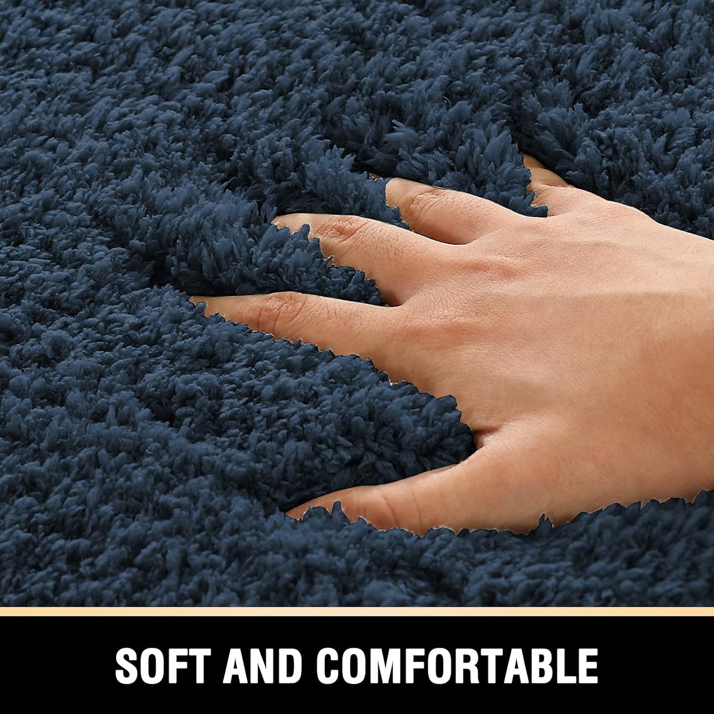 Bathroom Rug Tufted Bath Rug Bath Mat Non Slip Area Rug 47" X 17" Extra Soft Thick Absorbent Shaggy Kitchen Rug Indoor Mat Microfiber Bath Mat for Bathroom Fast Dry - Navy