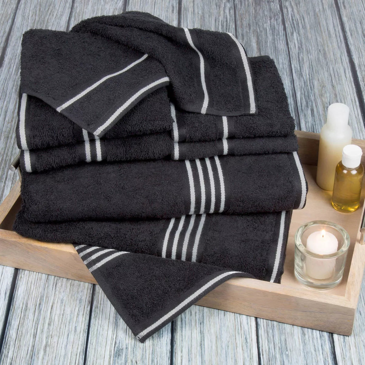 8Pc Striped Towel Set - Yorkshire Home