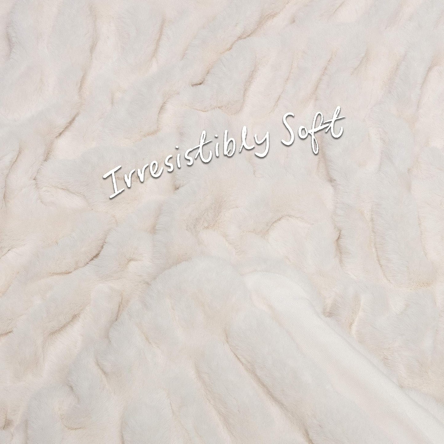 Premium Ruched Faux Fur Throw Blanket - Luxurious, Soft Reversible Mink Blanket - 50" X 65” - Cloud