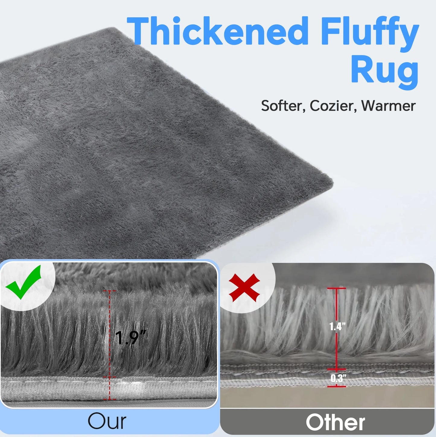 Fluffy Rugs, 8Ft X 10Ft Shaggy Rugs for Living Room Bedroom, Area Rug for Indoor Home Floor Carpet Mat Silver Gray
