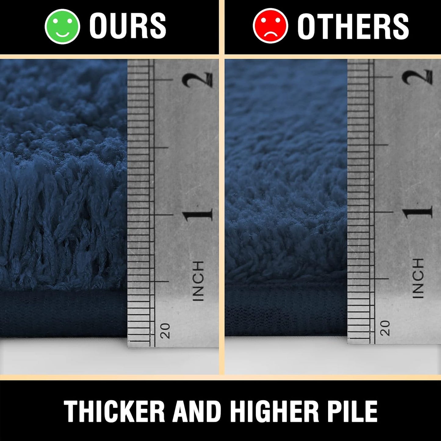 Bathroom Rug Tufted Bath Rug Bath Mat Non Slip Area Rug 47" X 17" Extra Soft Thick Absorbent Shaggy Kitchen Rug Indoor Mat Microfiber Bath Mat for Bathroom Fast Dry - Navy