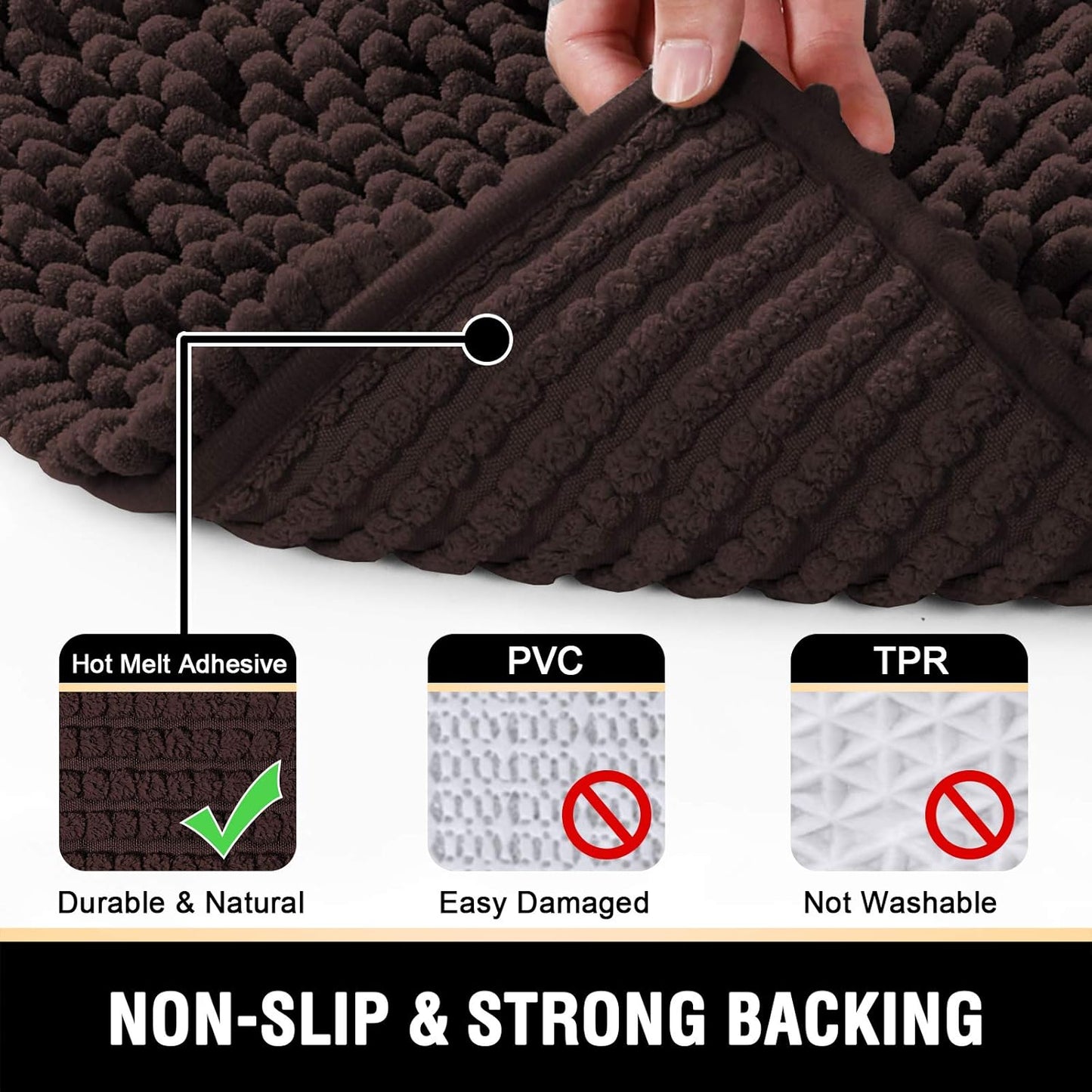 Bathroom Rugs Bath Mats for Bathroom Non Slip Luxury Chenille Bathroom Rugs Extra Soft Absorbent Shaggy Bathroom Mat Rugs Washable Fast Dry 2 Piece (Chocolate, 24" X 36"/20" X 32")