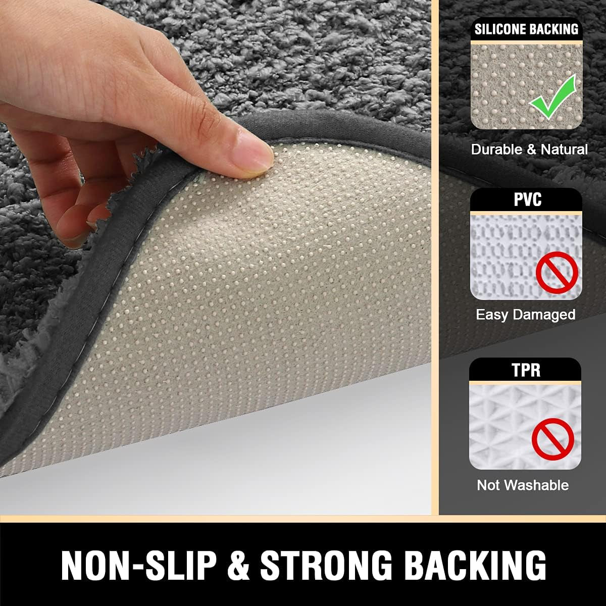 Bathroom Rug Tufted Bath Rug Bath Mat Non Slip Area Rug 20" X 32" Extra Soft Thick Absorbent Shaggy Kitchen Rug Indoor Mat Microfiber Bath Mat for Bathroom Fast Dry - Grey
