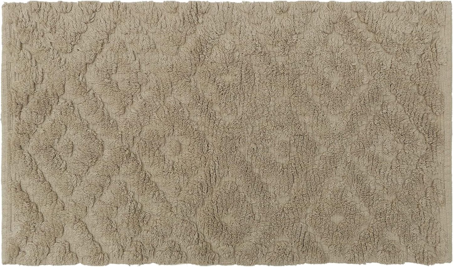 Luxury Cotton Tufted Bath Rug Floor Mat for Spa Vanity Shower Soft Machine Washable Bath Rug for Bathroom/Kitchen Water Absorbent Bedroom Area Rug (Taupe, 21" X 34")