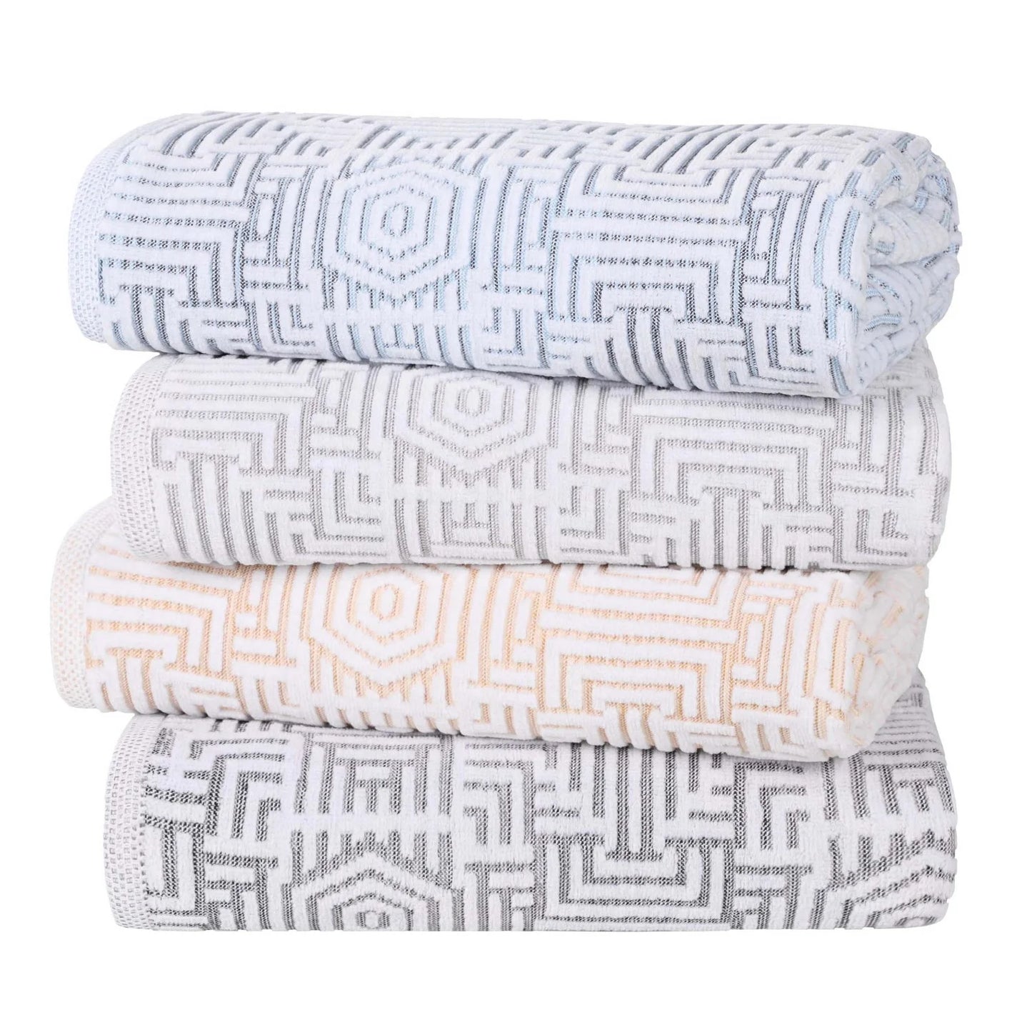 Cotton Modern Jacquard 3-Piece Towel Set, Platinum
