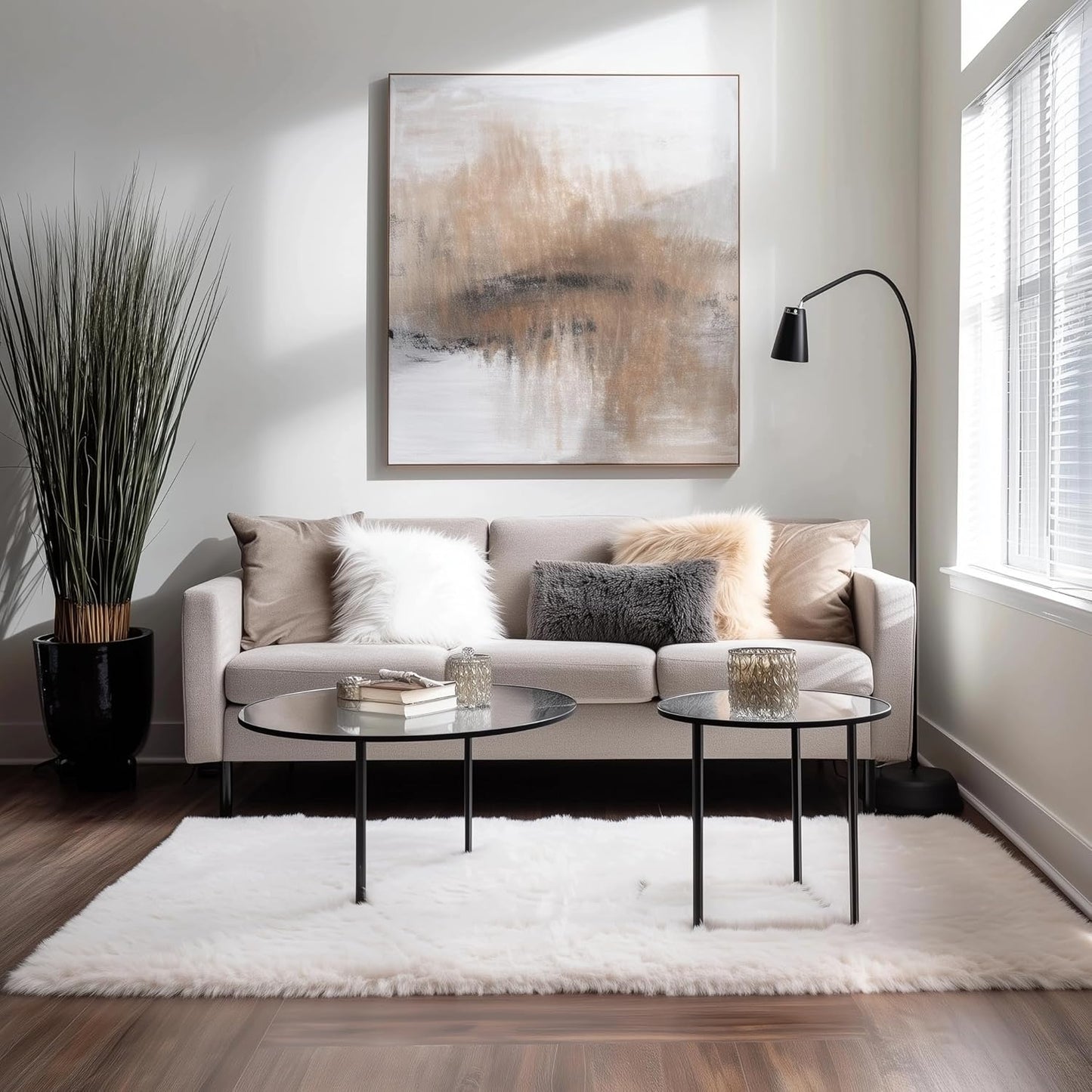 Ultra Soft & Fluffy Faux Sheepskin Rug, White 4 X 6 Feet Carpet for Bedroom Living Room