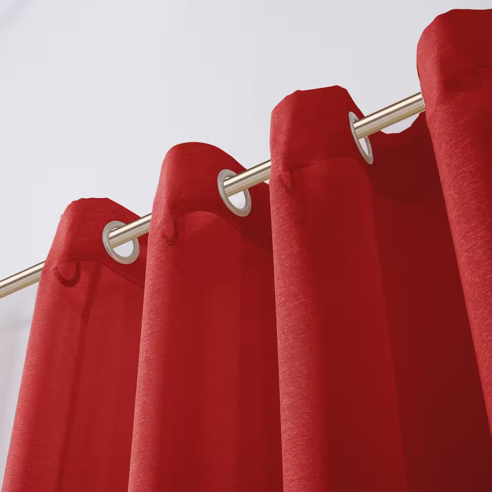 Red Extra Wide Grommet Sheer Curtain - 55 In. W X 84 In. L