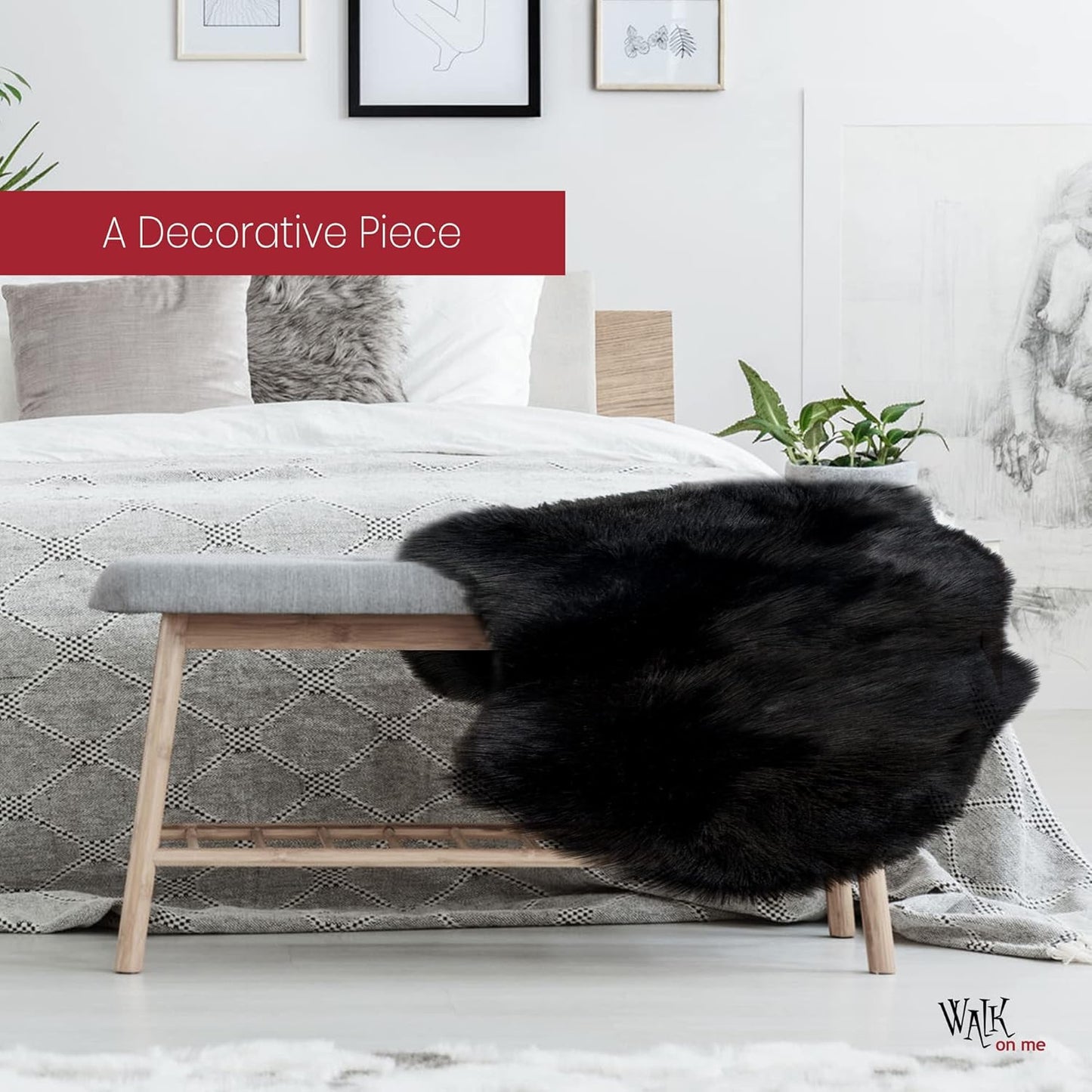 Silky Soft Faux Fur Rug, 5 Ft. X 7 Ft. Black Fluffy Rug, Made in France, Sheepskin Area Rug, Shaggy Rug for Living Room, Bedroom, Kid'S Room, or Nursery, Home Décor Accent with with Non-Slip Backing