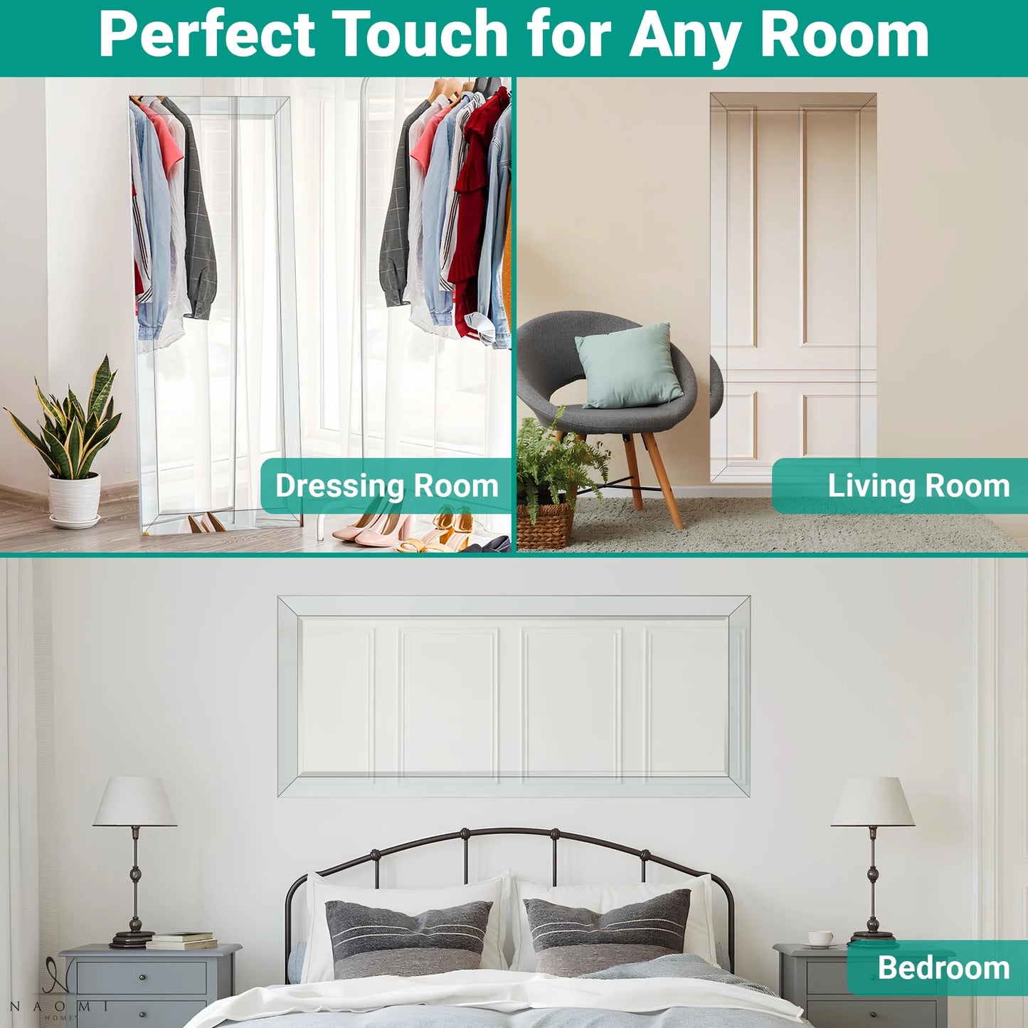 Mirrored Bevel Floor Mirror 70" X 30" by