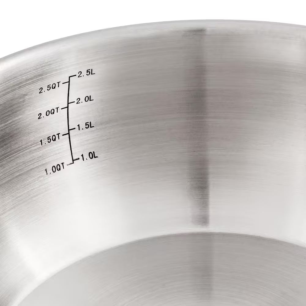 Belly Shape 4-Piece 18/10 Stainless Steel Skillet and Saucepan Set, SS Lid
