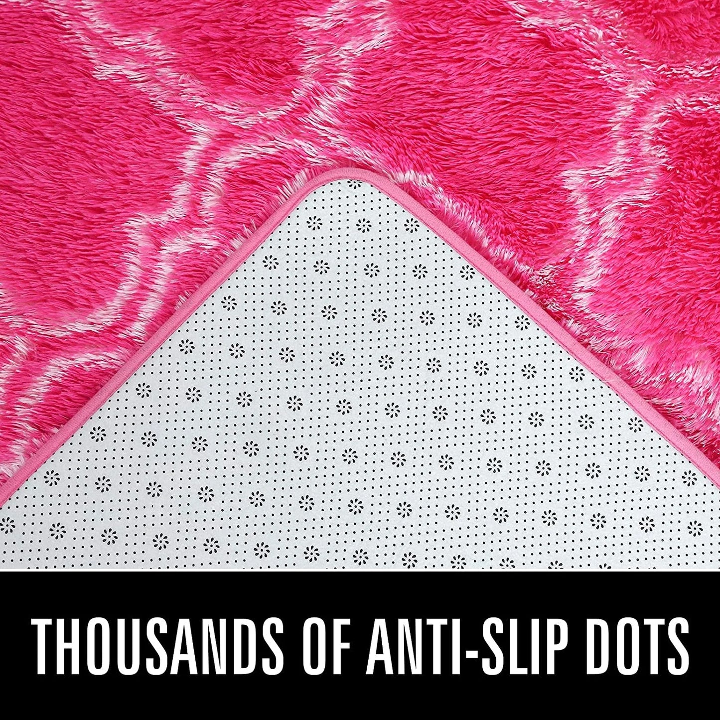 Soft Geometric Area Rugs for Living Room Bedroom Shaggy Print Fluffy Carpets Home Decor Rug,5X8Ft,Hot Pink/White