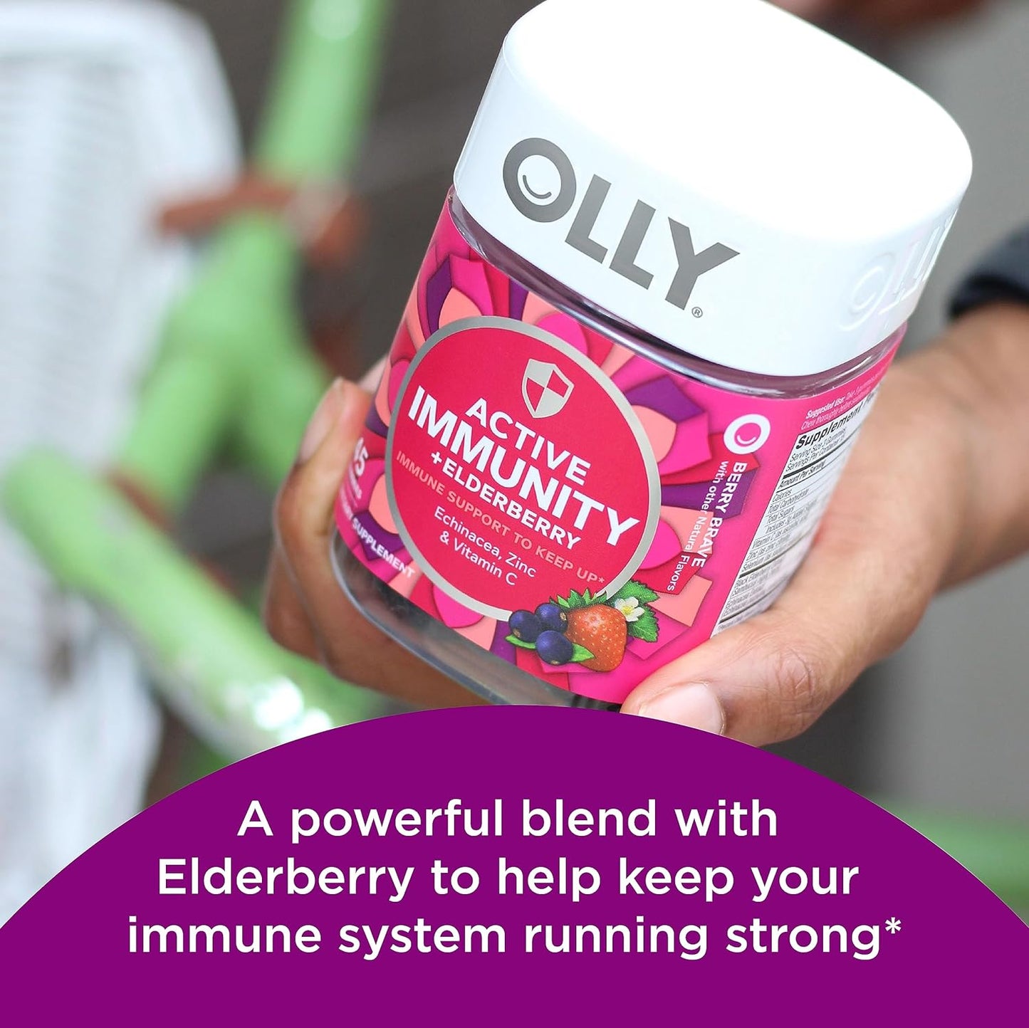 Immunity Gummy, Immune Support, Elderberry, Zinc, Vitamin C, Supplement, Berry Flavor, 15 Day Supply - 45 Count