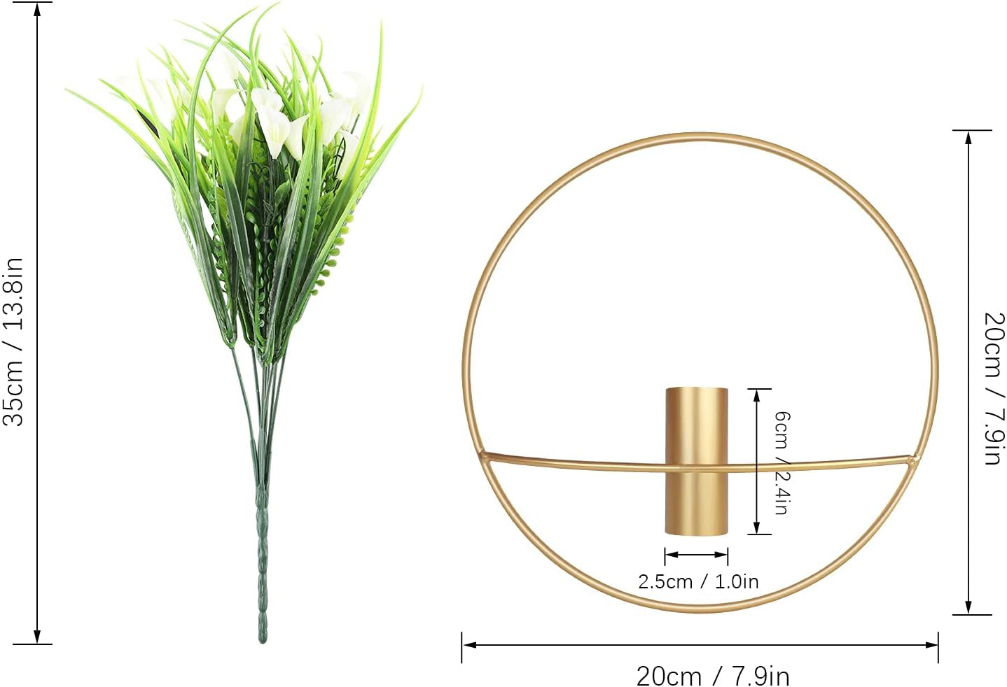 2Park Gold Wall Decor,Plant Wall Decor Decoration Holder Used to Display Dried Flowers,Fake Flowers,Gold Wall Decor Can Be Used for Family Gatherings,Gifts and Party Activities.