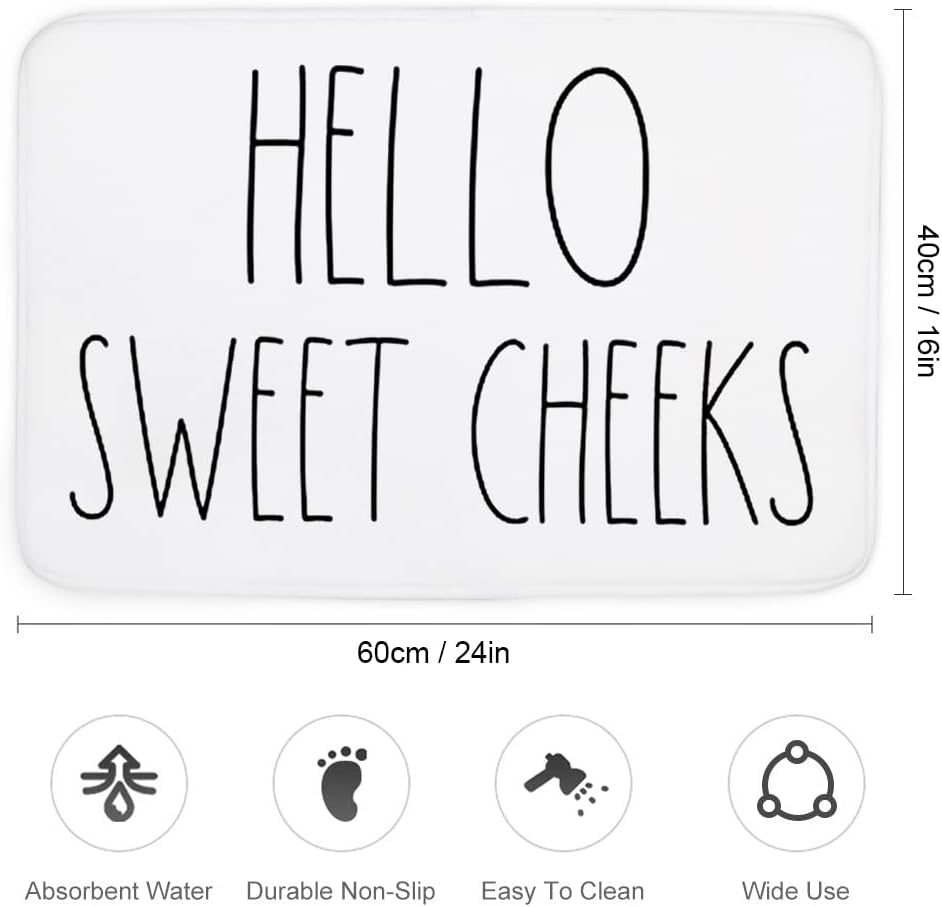Area Rug 16 X 24 Inch Door Mat, Hello Sweet Cheeks Bath Mat, Bathroom Decor, Funny Bathroom Decor, Funny Bath Mat, Inspired, Simple Bathroom Decor