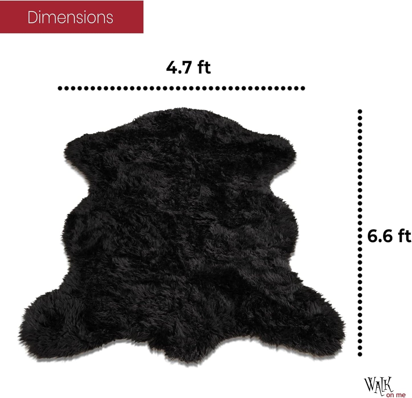 Silky Soft Faux Fur Rug, 5 Ft. X 7 Ft. Black Fluffy Rug, Made in France, Sheepskin Area Rug, Shaggy Rug for Living Room, Bedroom, Kid'S Room, or Nursery, Home Décor Accent with with Non-Slip Backing