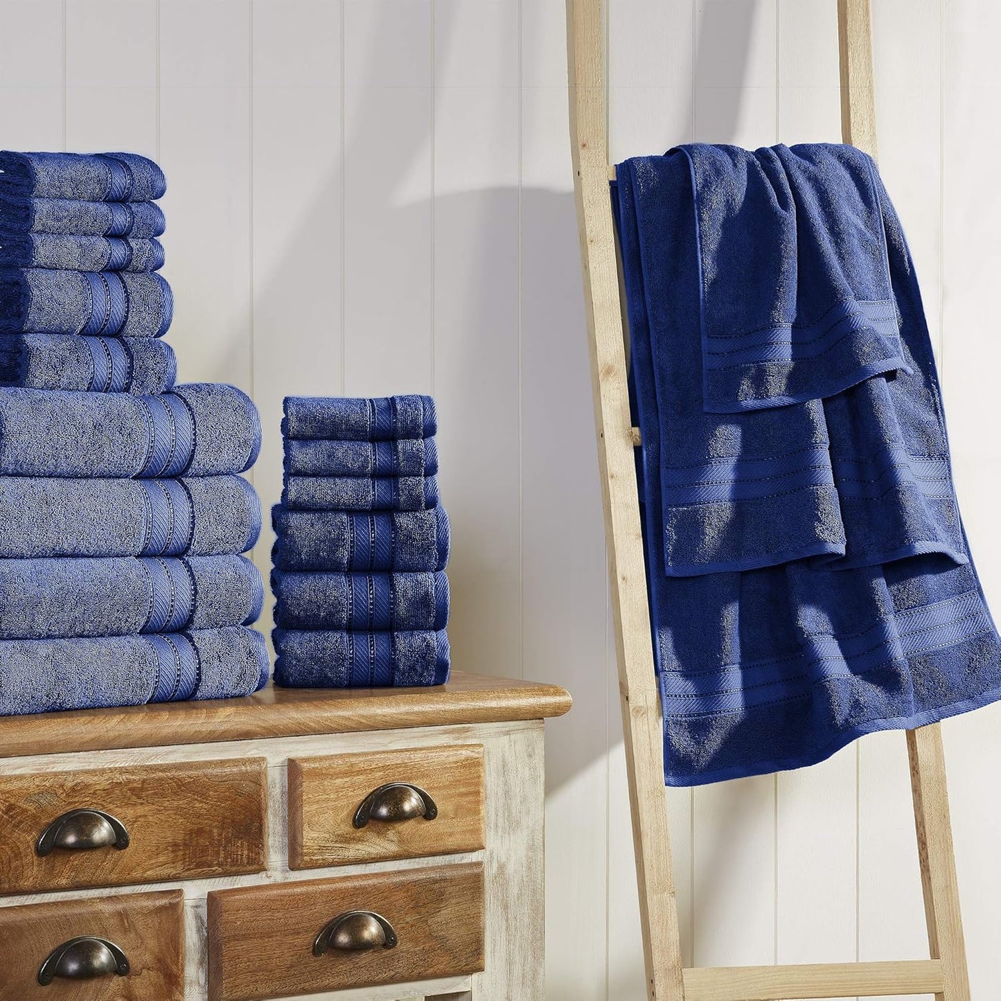- Spun Loft 18-Piece 100% Combed Cotton Towel Set - Bath Towels, Hand Towels, & Washcloths - Super Absorbent & Quick Dry - 600 GSM - Soft & Plush, Navy