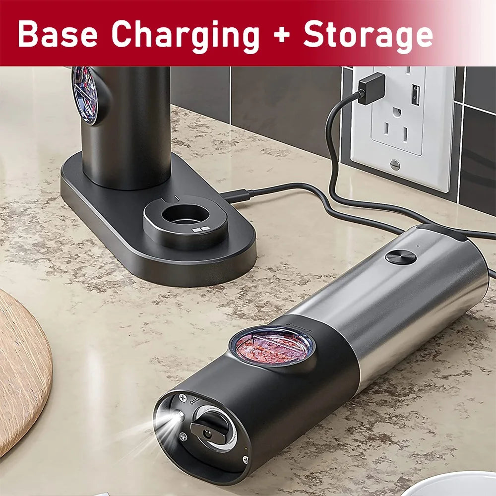 Usb Rechargeable Electric Salt and Pepper Grinder with Adjustable Coarseness Refillable Mill Battery Powered Kitchen Gadget