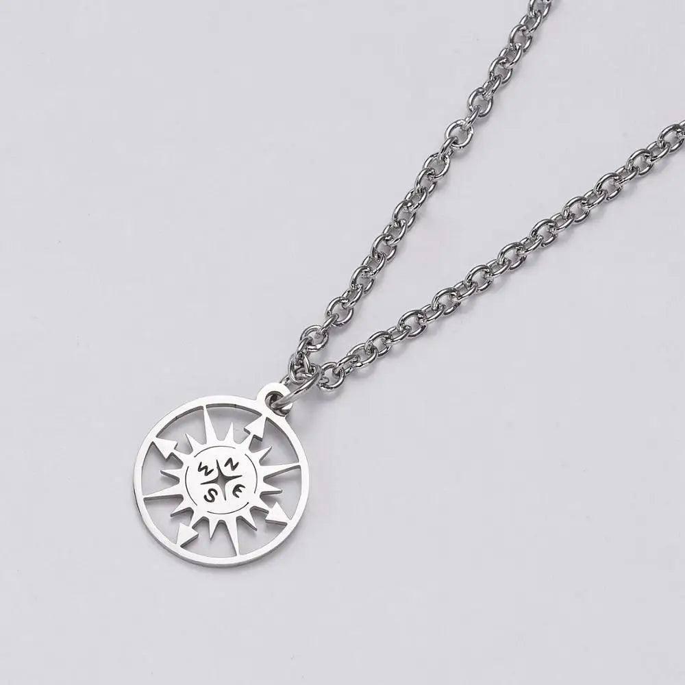 Men Necklace Stainless Steel Necklace Women Men Simple Long Chain Rectangular Pendant Necklace Statement Couples Choker Gifts