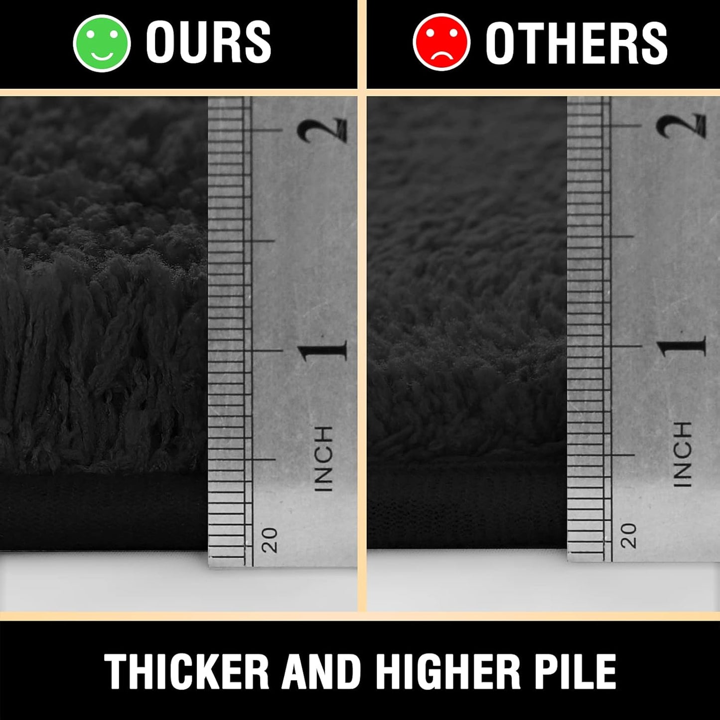 Bathroom Rug Tufted Bath Rug Bath Mat Non Slip Area Rug 17" X 24" Extra Soft Thick Absorbent Shaggy Kitchen Rug Indoor Mat Microfiber Bath Mat for Bathroom Fast Dry - Black