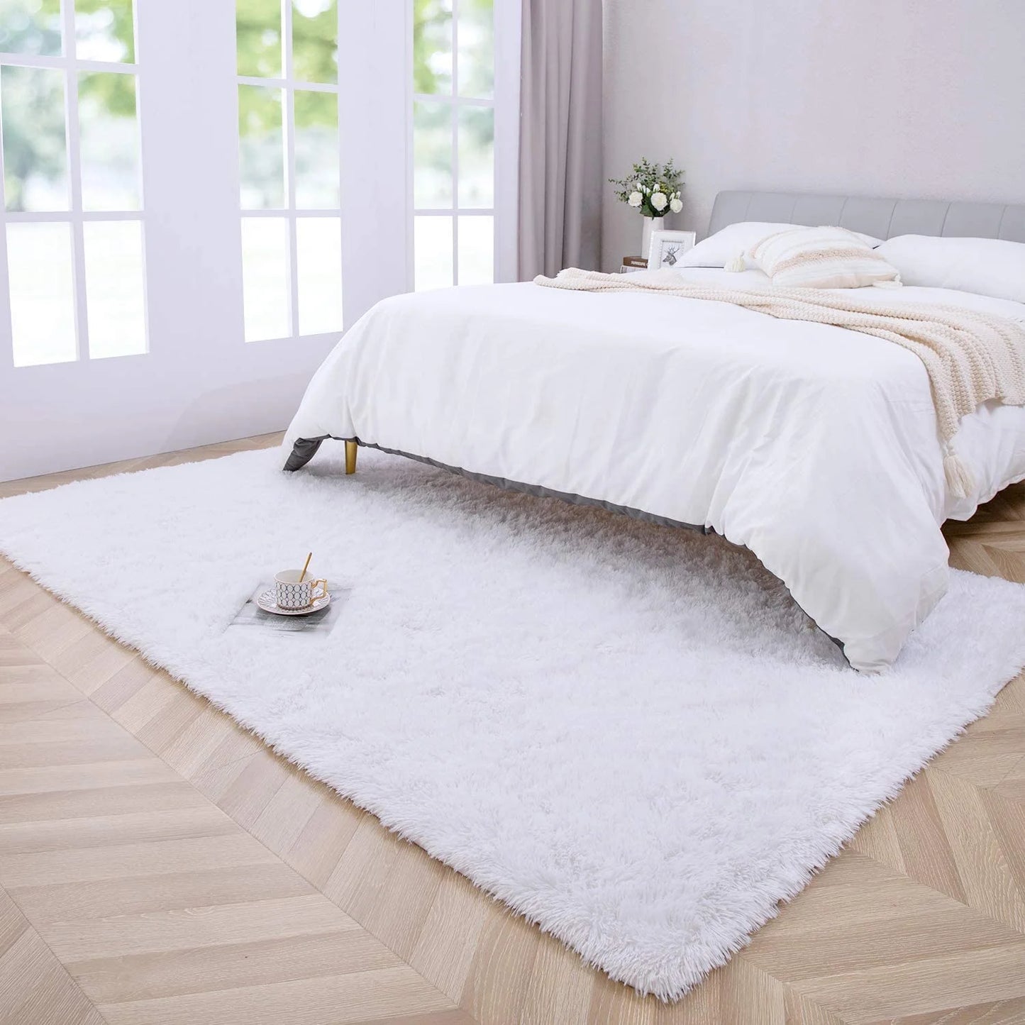 Luxury Fluffy Rugs Ultra Soft Shag Rug for Bedroom Living Room Kids Room,6'X9',White