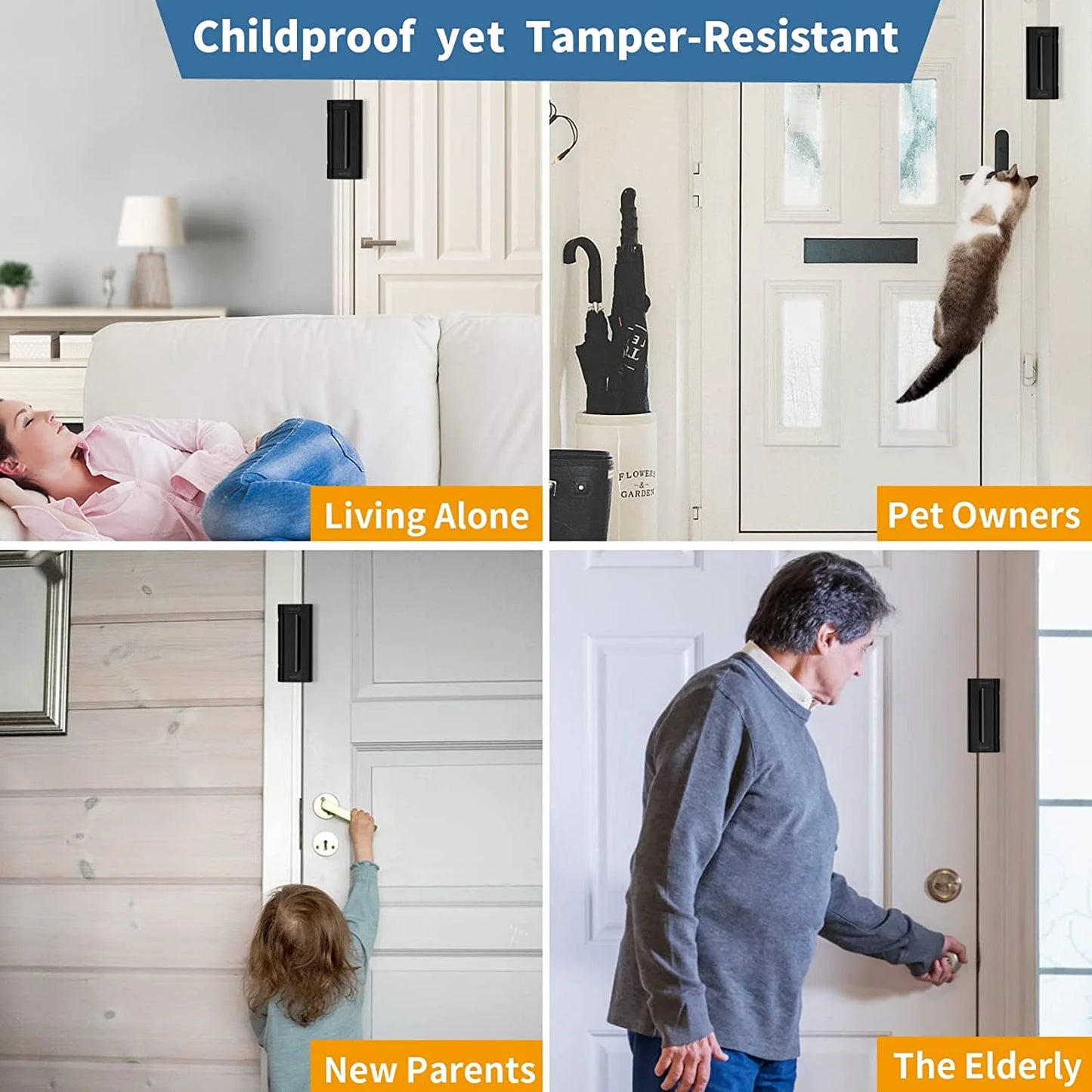 Home Security Door Lock Reinforcement Safety Latch Extra Front Doors Security Devices Withstand 800 Lbs, anti Door Kick in Security Protector for Door Inside, Child Proof Aluminum Door Locks