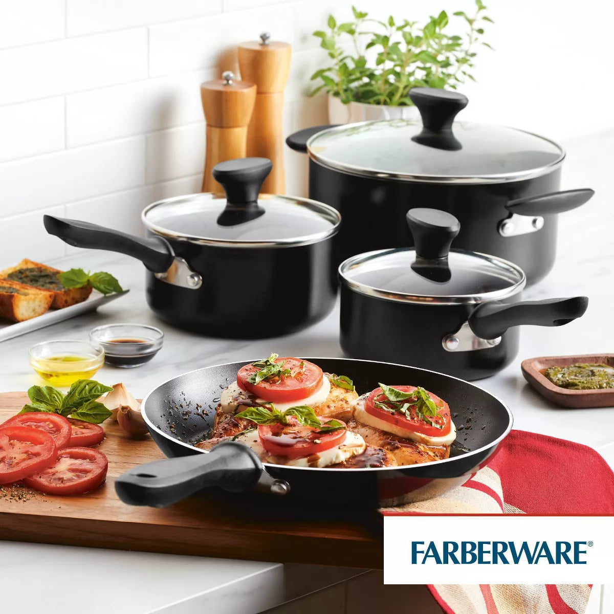 Farberware Reliance 12Pc Nonstick Aluminum Cookware Set with Prestige Tools