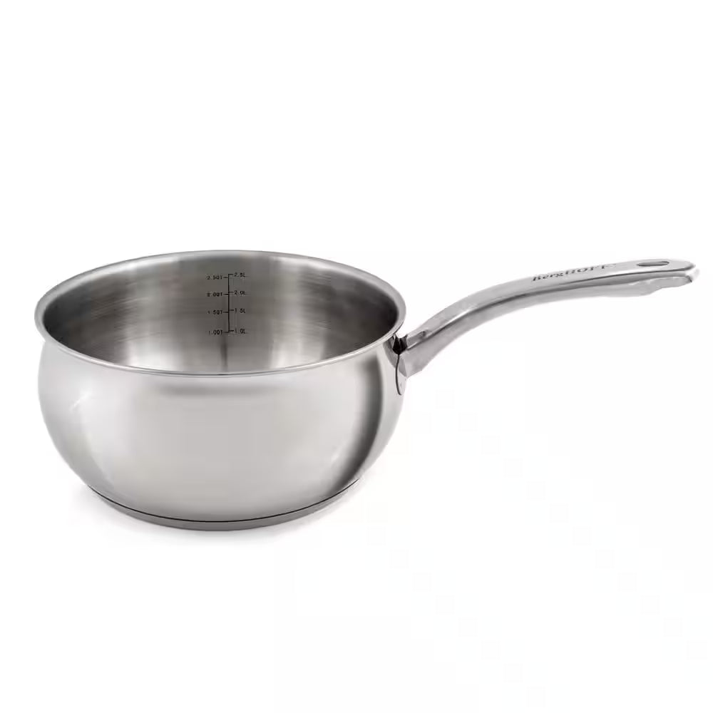 Belly Shape 4-Piece 18/10 Stainless Steel Skillet and Saucepan Set, SS Lid