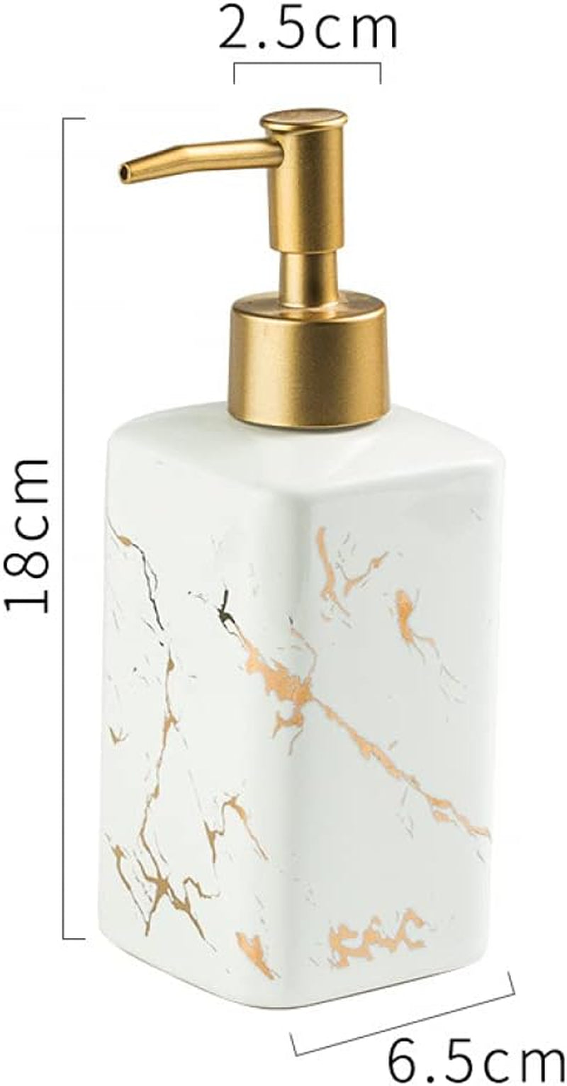 Soap Dispenser, Ceramic Marble Pattern Bathroom Accessories Hand Soap Dispensers Lotion Dispenser for Birthday Gift, Housewarming Gift, Home Decoration (E)