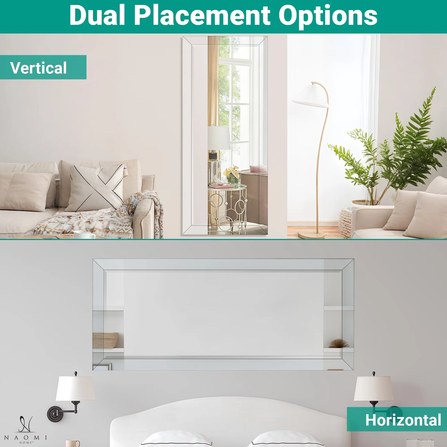 Mirrored Bevel Floor Mirror 70" X 30" by