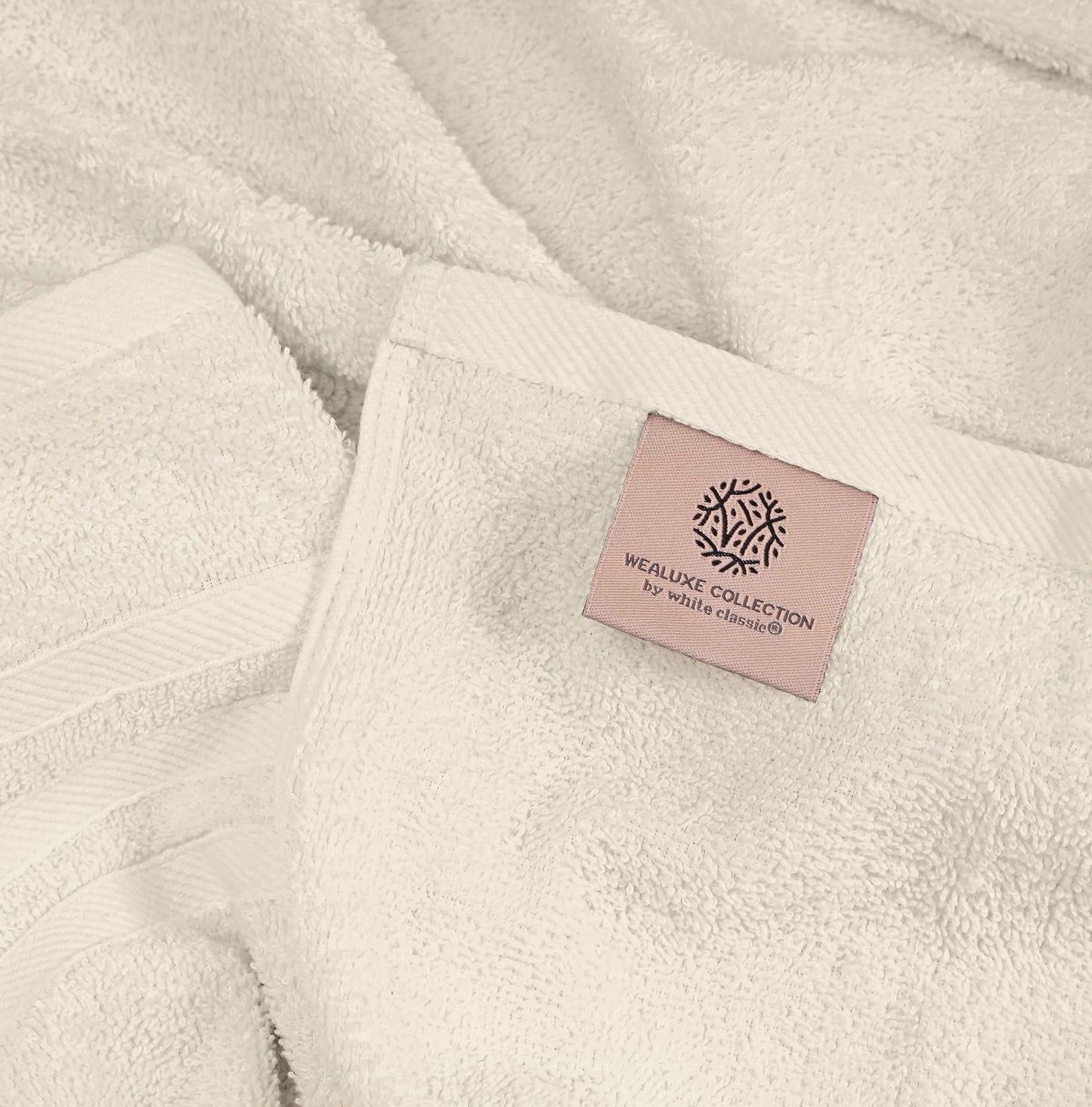 12 Piece Bath Towel Set for Bathroom - Wealuxe Collection 2 Bath Towels, 4 Hand Towels, 6 Washcloths 100% Cotton Soft and Plush Highly Absorbent, Soft Towel for Hotel & Spa - Ivory