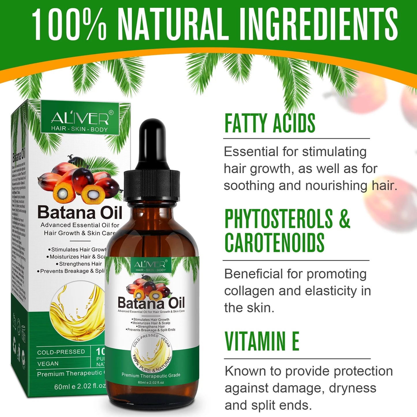 Batana Oil-Natural Conditioner-Moisturizes Hair & Scalp-100% Pure & Natural Organic Essential Oil for Hair,Skin-4.04 Fl.Oz