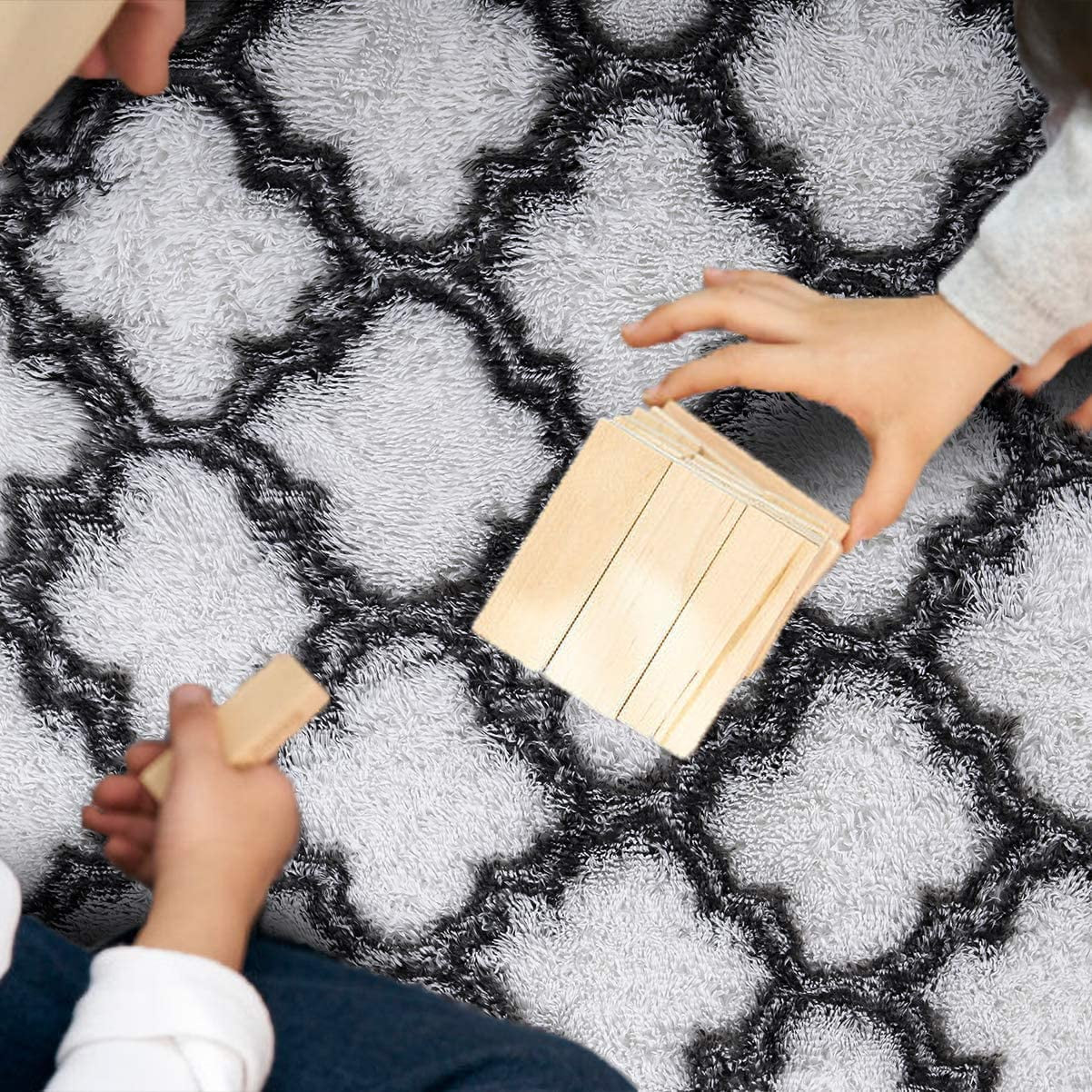 Shag Geometric Area Rug Plush Fluffy Rugs Soft Moroccan Carpets for Bedroom Living Room Home Decor Mat,6'X9',White/Black