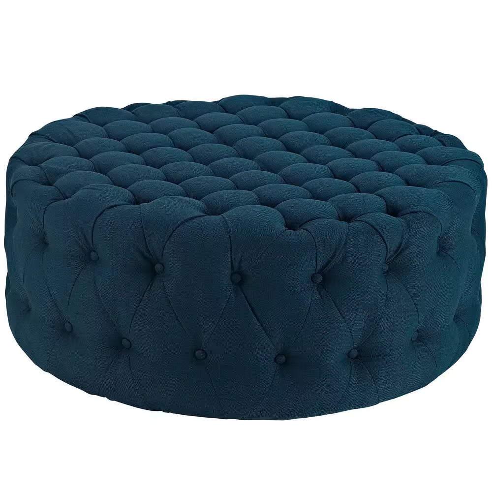 Azure Amour Upholstered Fabric Ottoman