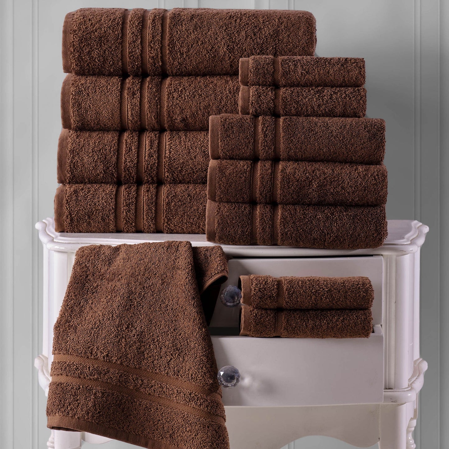 Jumbo Large Bath Sheets Towels 2 Pack Soft and Absorbent, 100% Cotton Towels (Brown, Bath Sheet)